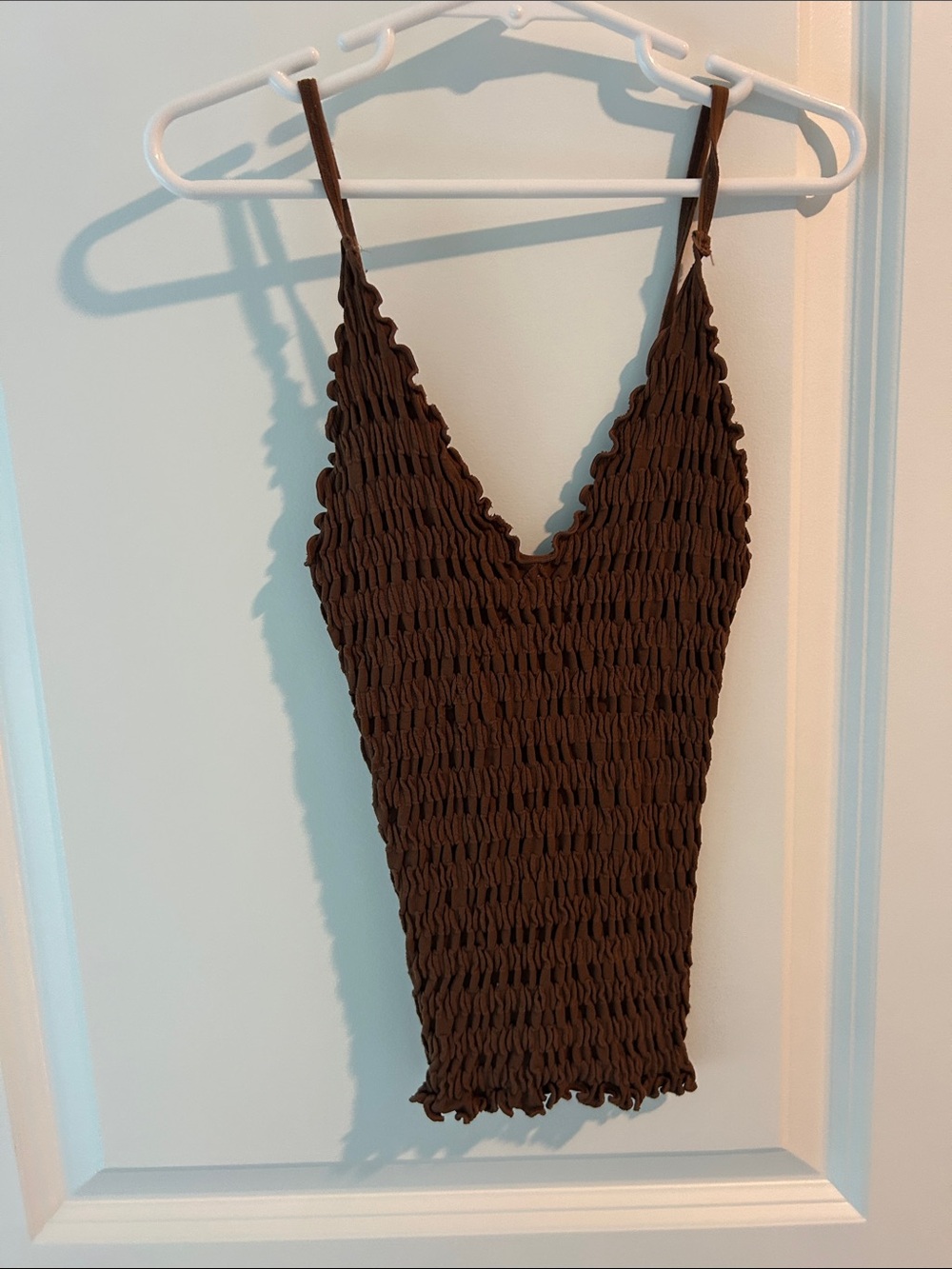 Freepeople Brown Smocked V-Neck Women's Tank Top XS/S
